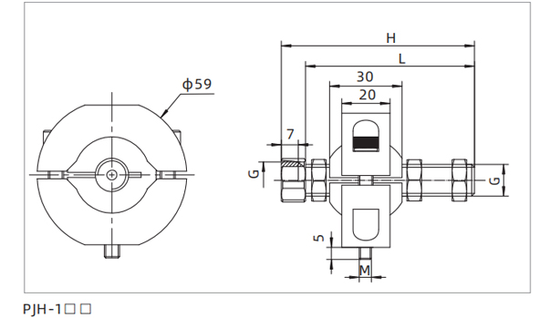 Dimensions PJH Series Universal Mounting Parts-Flexible Joint PJH-1