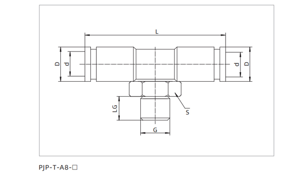 Dimensions PJP Series Universal One-touch Fitting PJP-T-A8